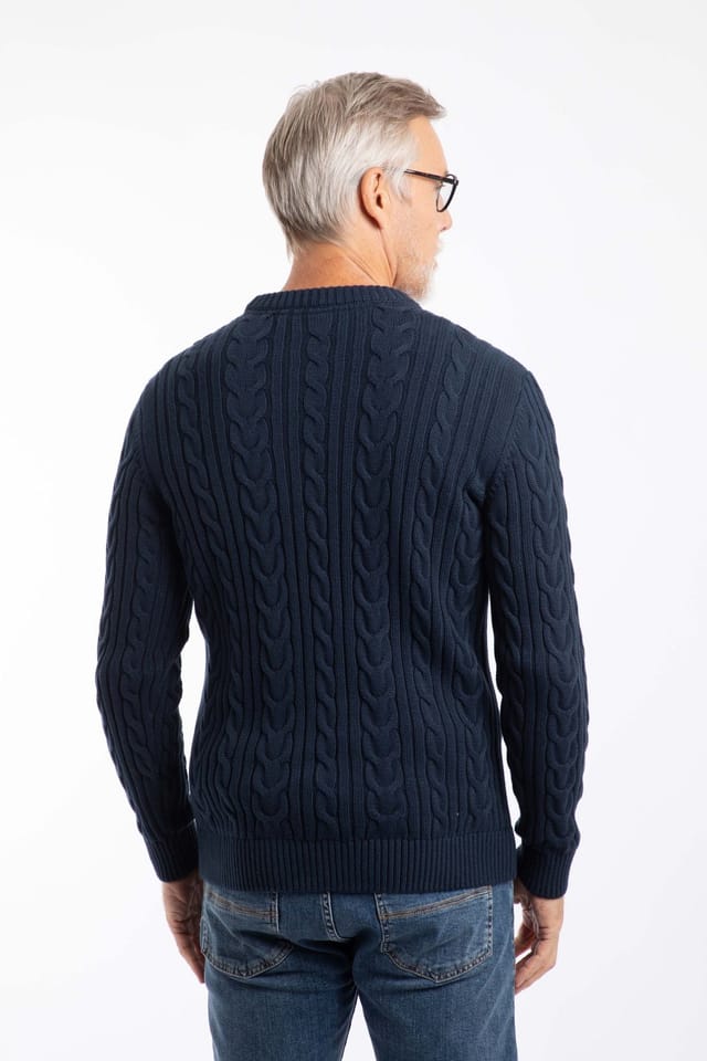 Weird Fish Weird Fish Men's Griffen Cable Knit Jumper in Navy - 3