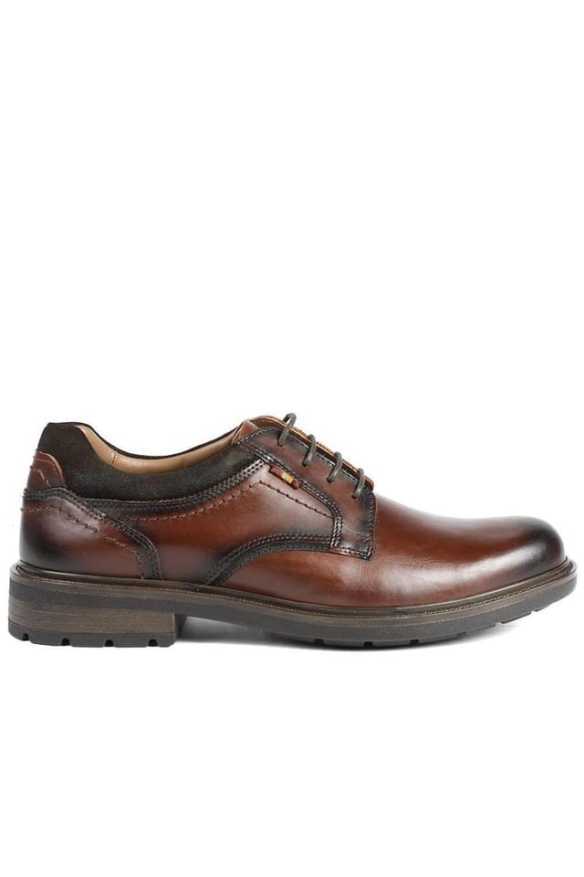 Pavers Pavers Men's Wide Fit Leather Lace Up Shoes in Brown - 2