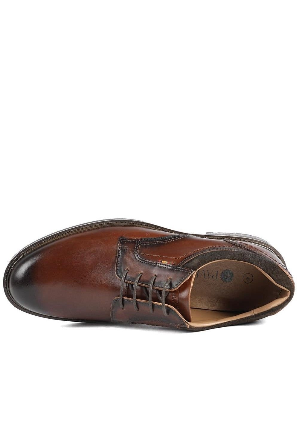 Pavers Pavers Men's Wide Fit Leather Lace Up Shoes in Brown - 4