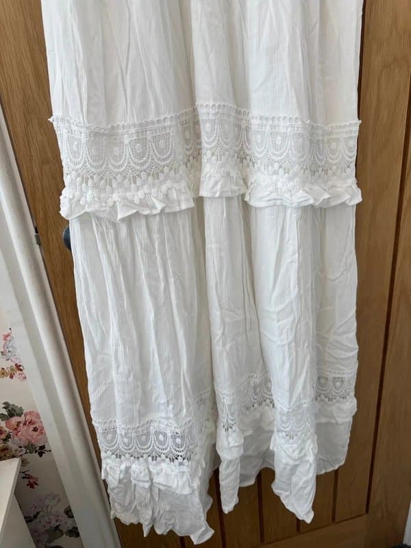 New Look Gini London white boho embroidered lace maxi dress new look size 14