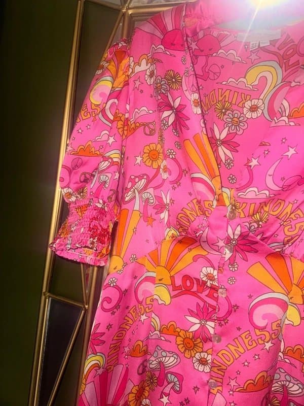 Never Fully Dressed NFD Pink Kindness & Love Lindos Dress Size 14 NEW
