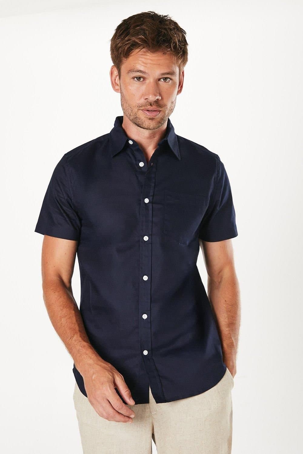Burton Burton Men's Navy Short Sleeve Oxford Shirt