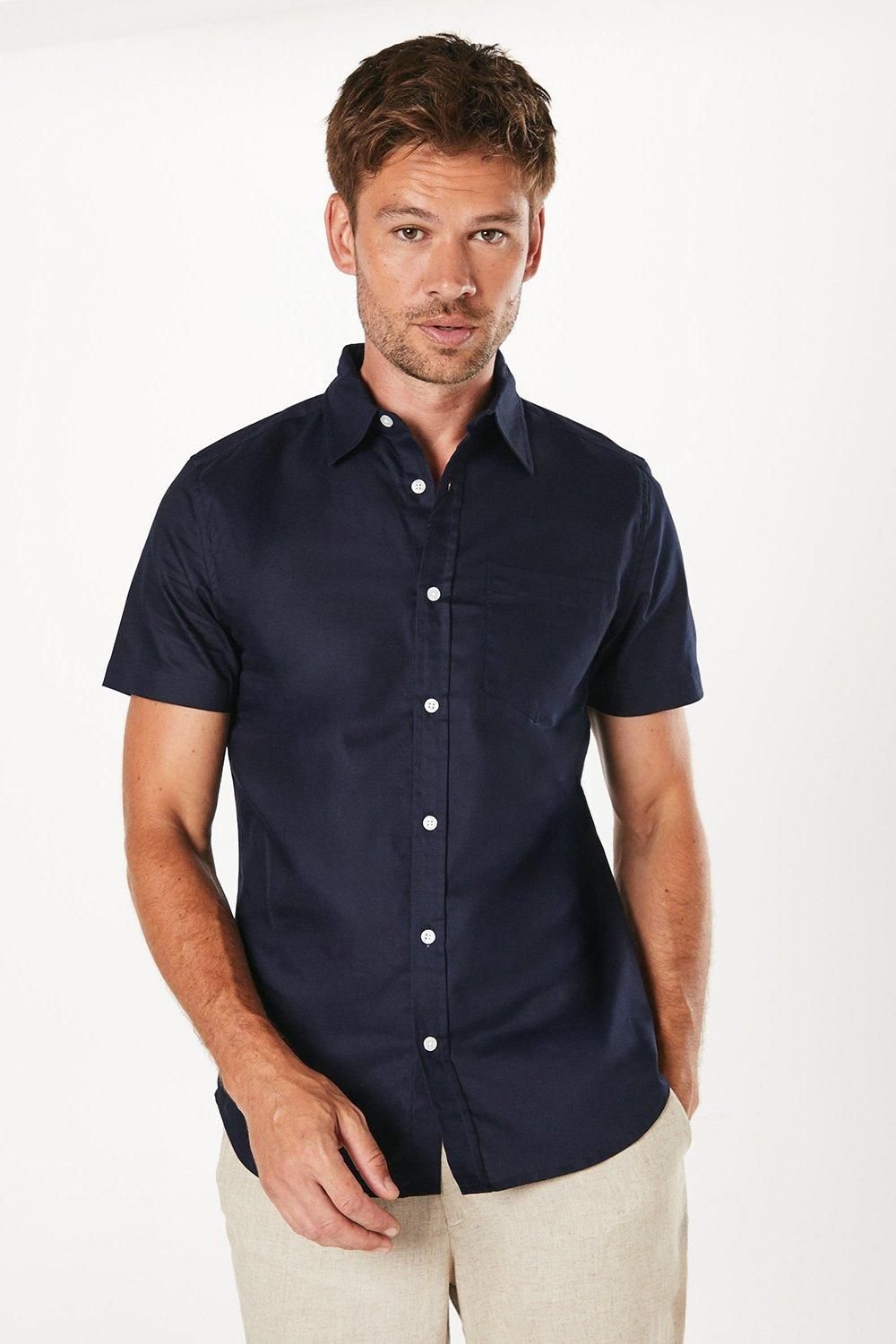Burton Burton Men's Navy Short Sleeve Oxford Shirt - 2