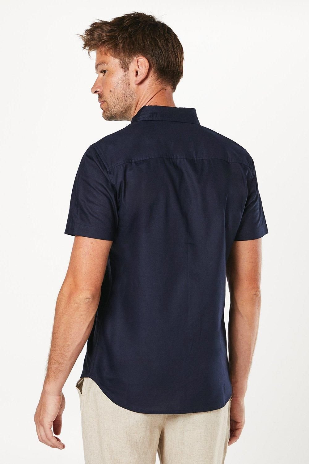 Burton Burton Men's Navy Short Sleeve Oxford Shirt - 3