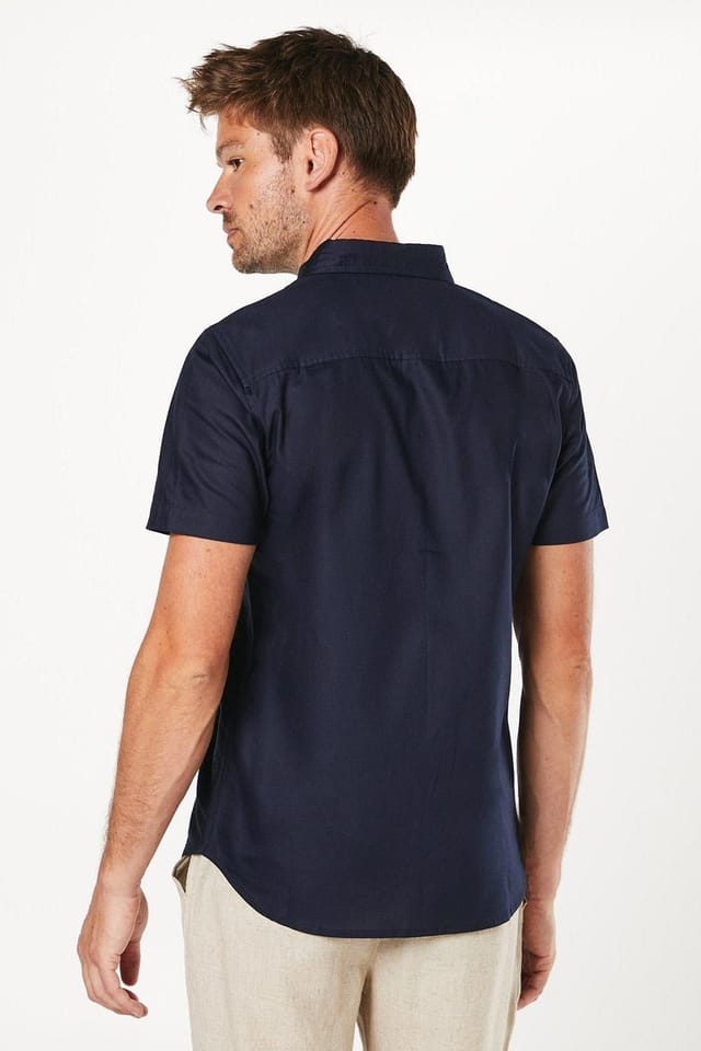 Burton Burton Men's Navy Short Sleeve Oxford Shirt - 3