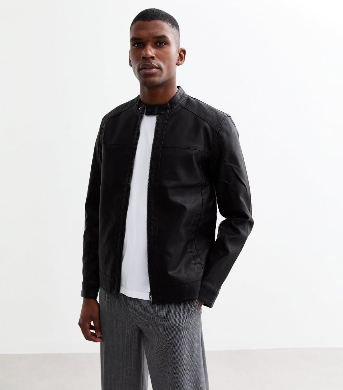Only and Sons Only and Sons Black Faux Leather Jacket