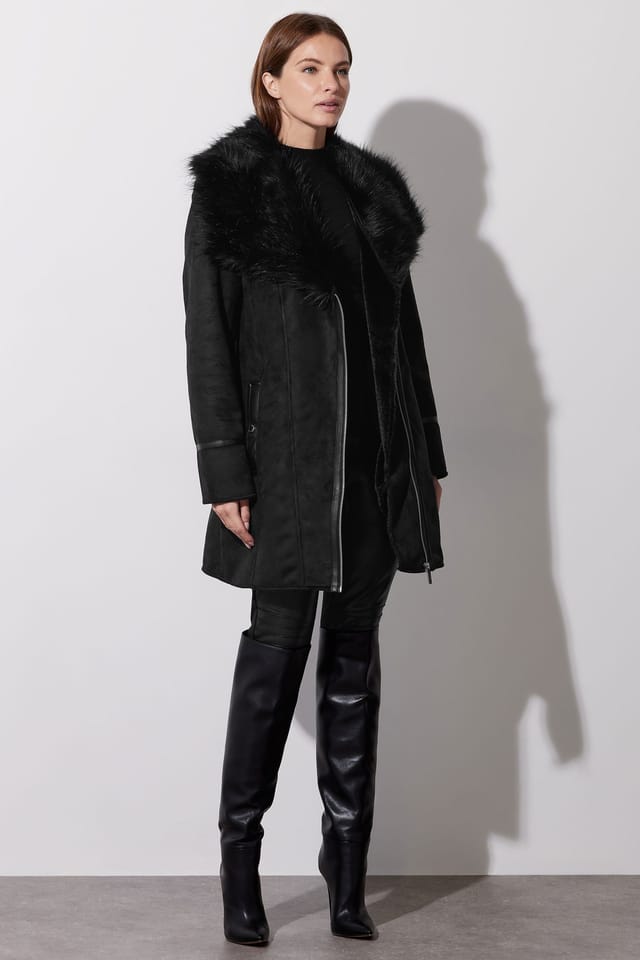 Star By Julien Macdonald Star by Julien Macdonald Women's Faux Suede Belted Jacket in Black - 3