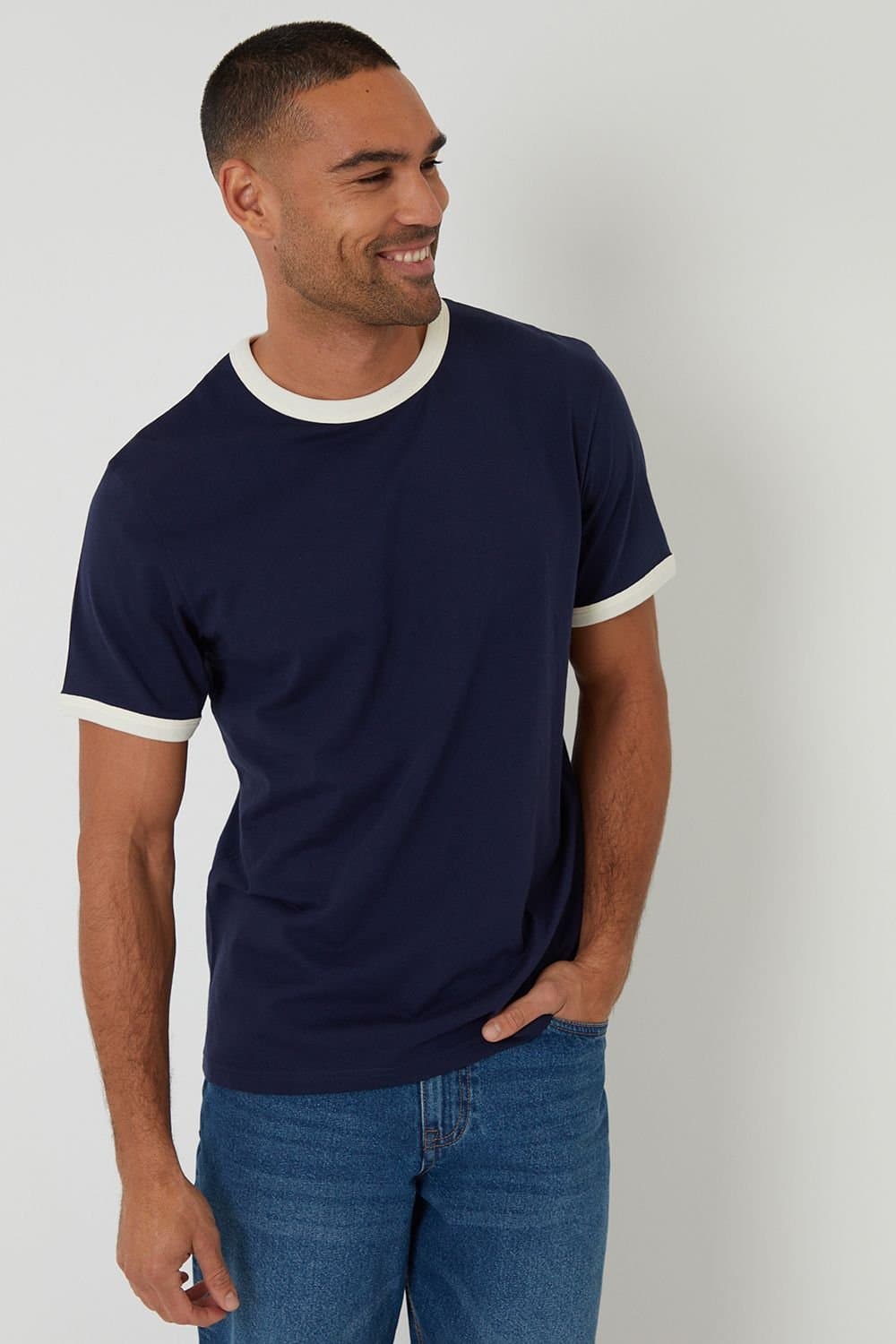 Threadbare threadbare Men's 2-Pack Cotton Ringer T-Shirts in Navy