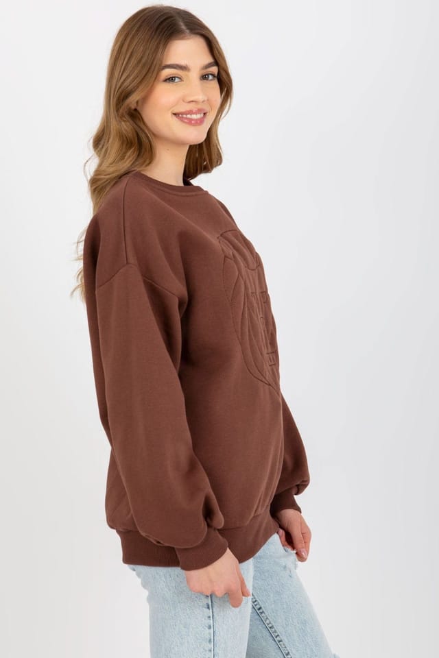 Love Lace Love Lace Women's Embroidered Cotton Elastane Casual Sweatshirt in Brown - 2