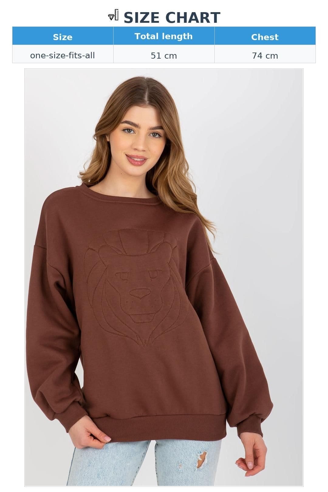 Love Lace Love Lace Women's Embroidered Cotton Elastane Casual Sweatshirt in Brown - 4