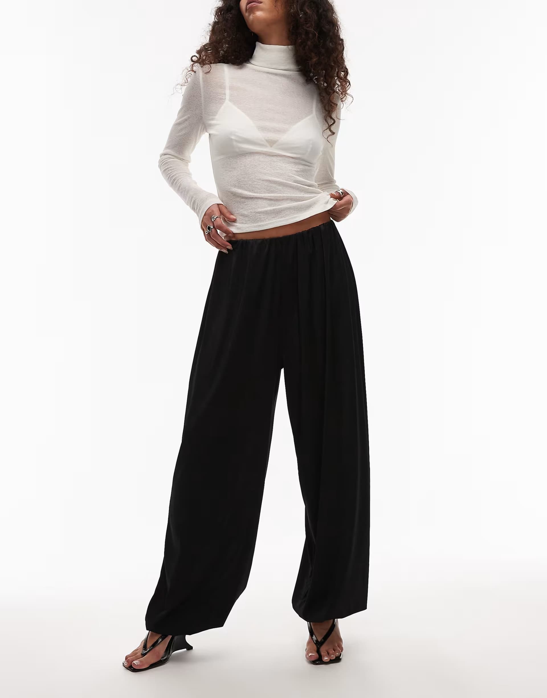 ASOS ASOS DESIGN satin twill balloon trouser in black