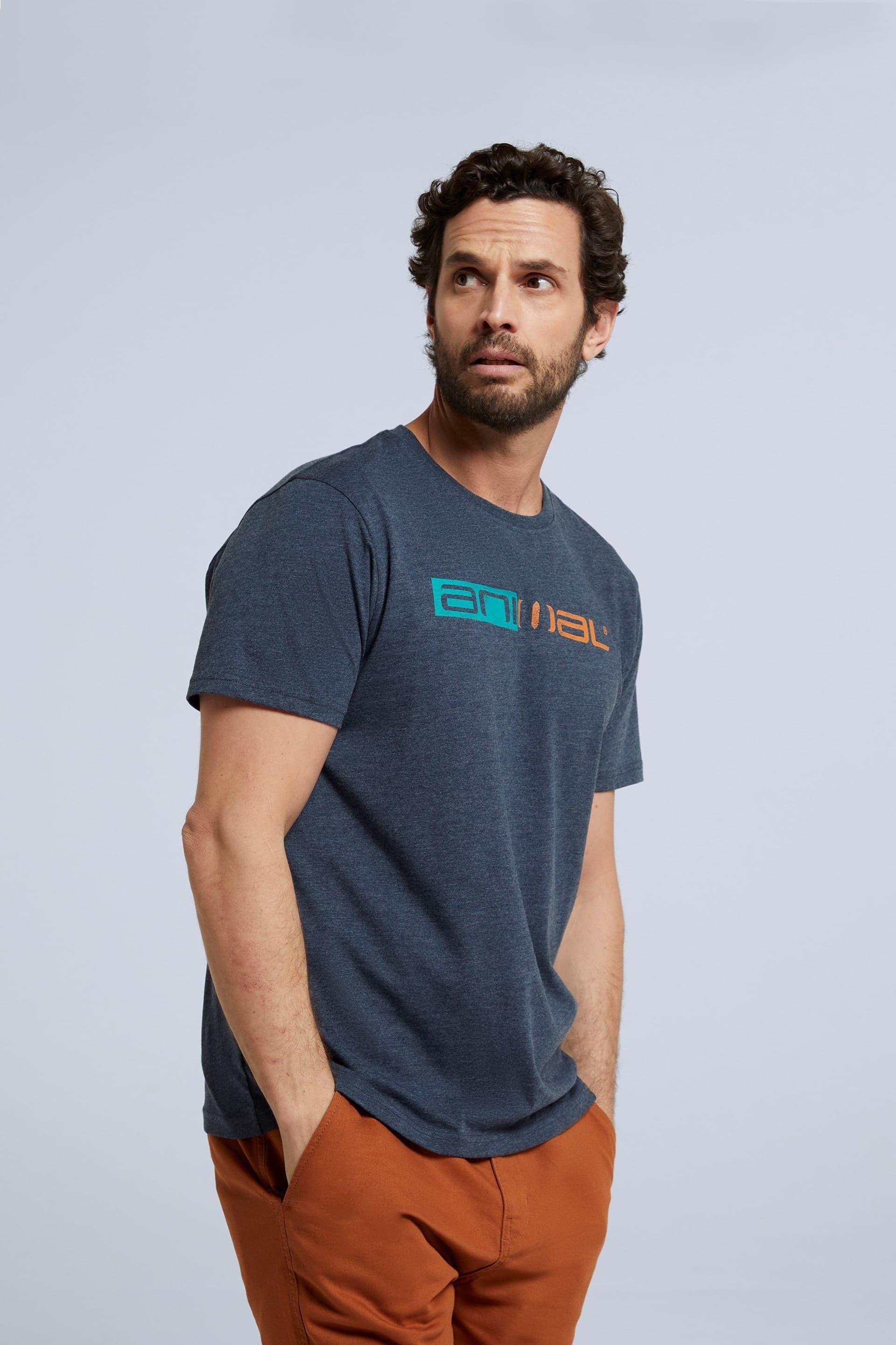 Animal Animal Men's 'Jacob' Short Sleeve Relaxed Fit Lightweight Casual Cotton T-Shirt in Navy