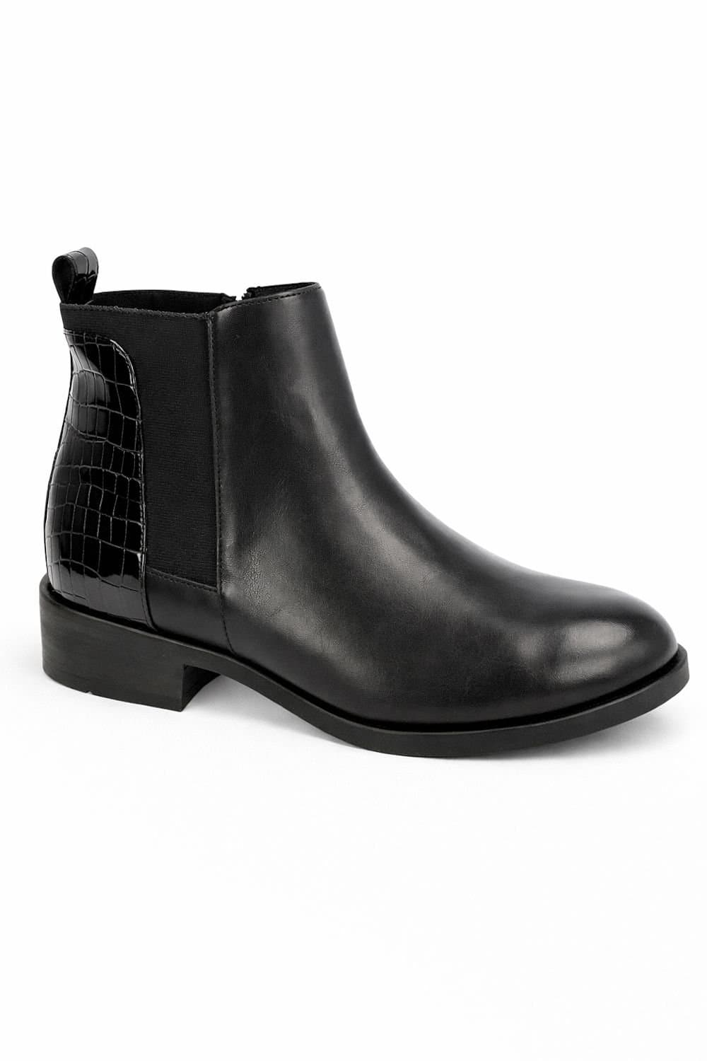 Spot On Spot On Black Leather Chelsea Ankle Boot