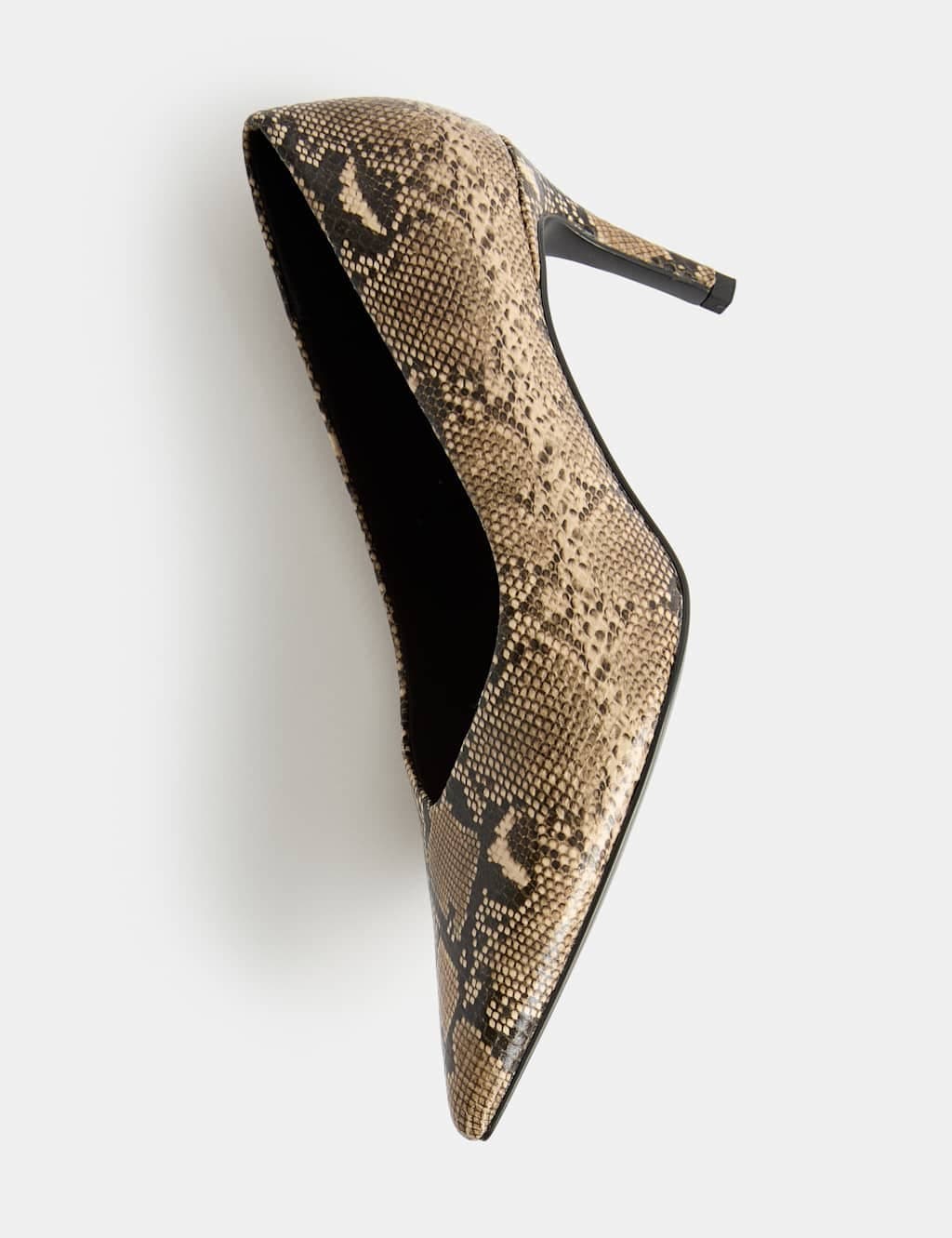 Marks & Spencer M&S Snake Print Stiletto Heel Pointed Court Shoes Cream Mix