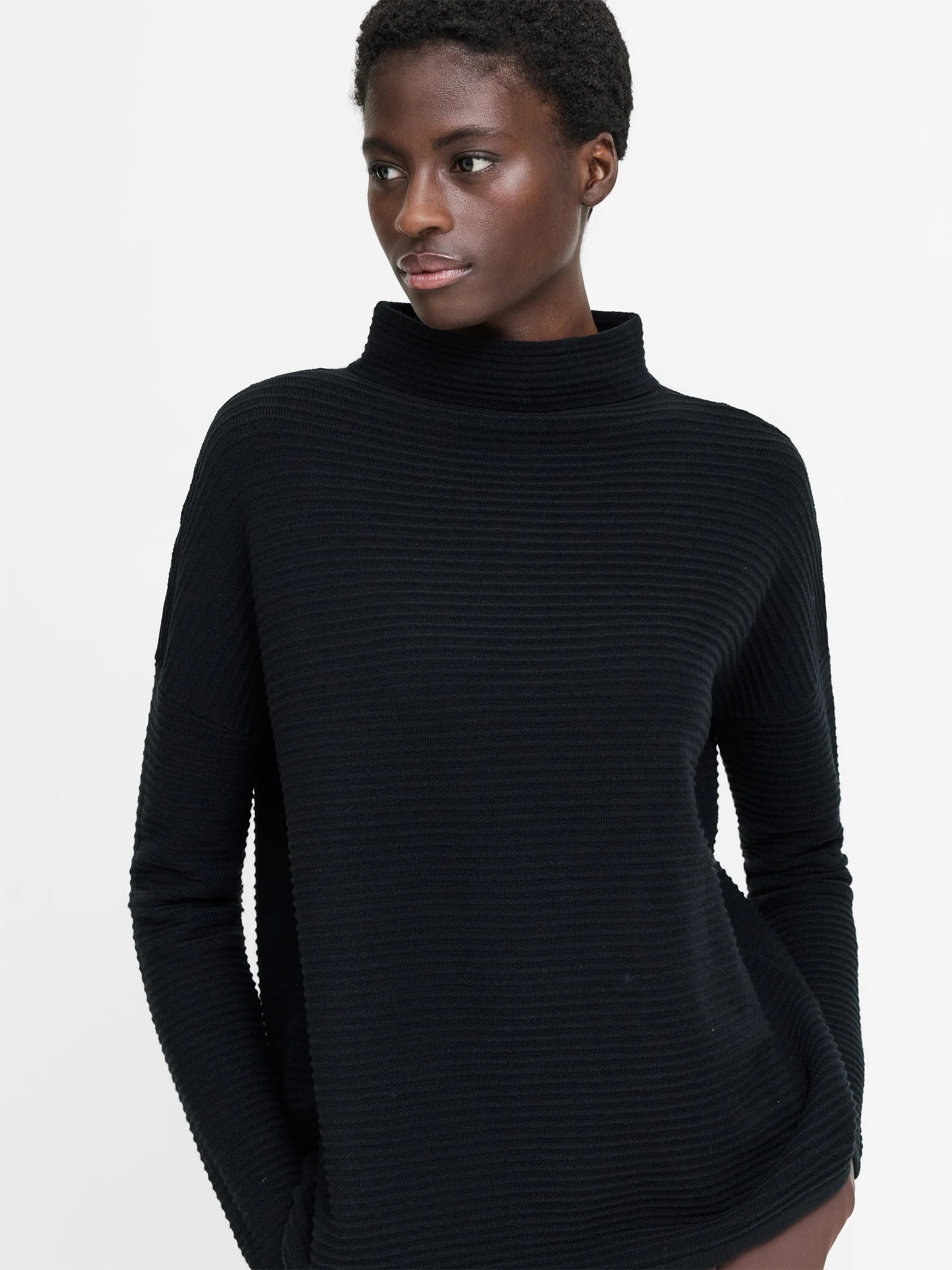French Connection Babysoft Black Ottoman High Neck Jumper Black