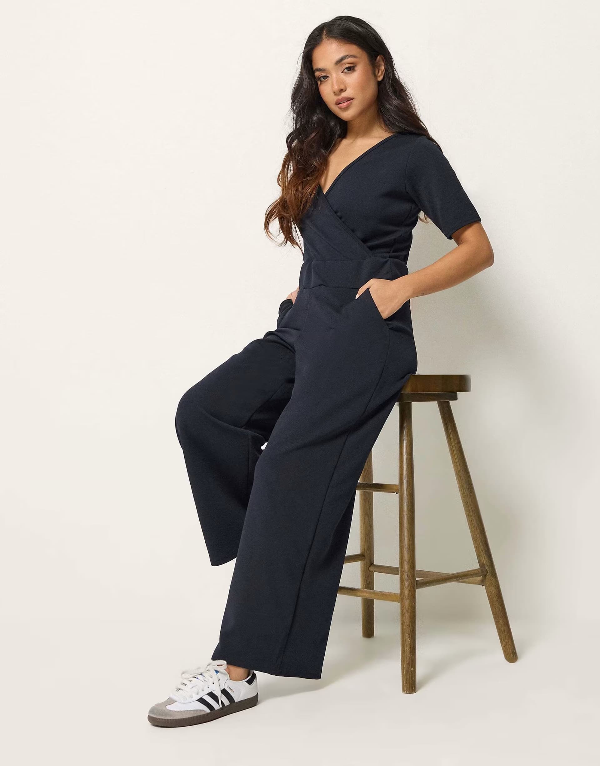 ASOS PixieGirl Petite wide leg jumpsuit in blue