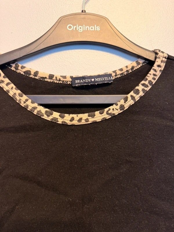 Brandy Melville Black Crop Top with Animal Print