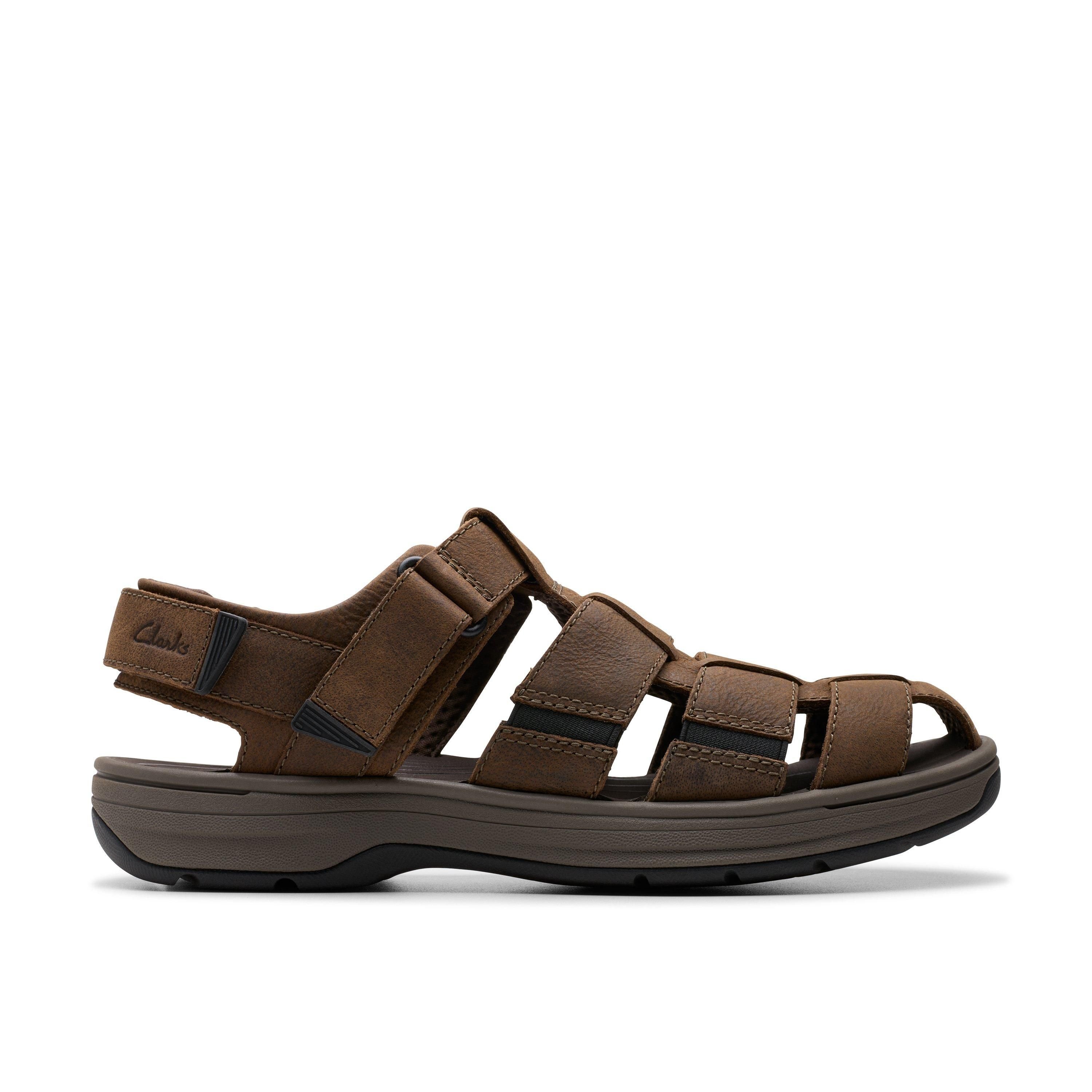 Clarks Clarks Men's Saltway Cove Dark Brown Leather Flat Sandals, Walking - 2