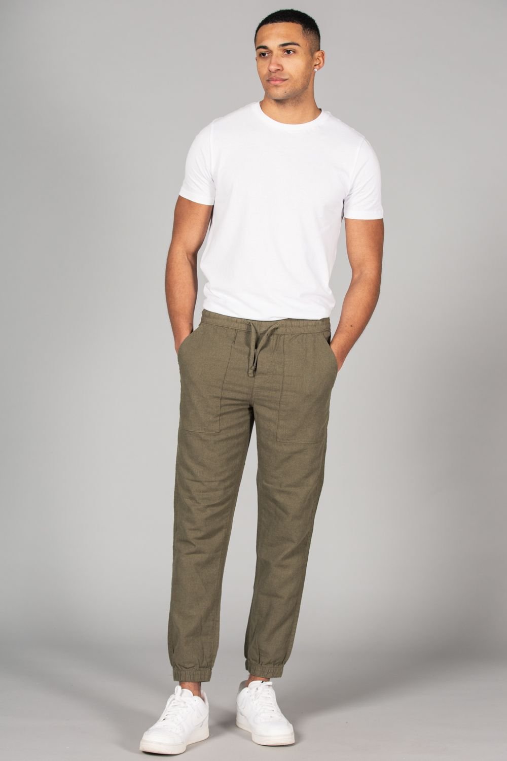 Tokyo Laundry Tokyo Laundry Men's Linen Blend Classic Fit Trousers in Olive - 3