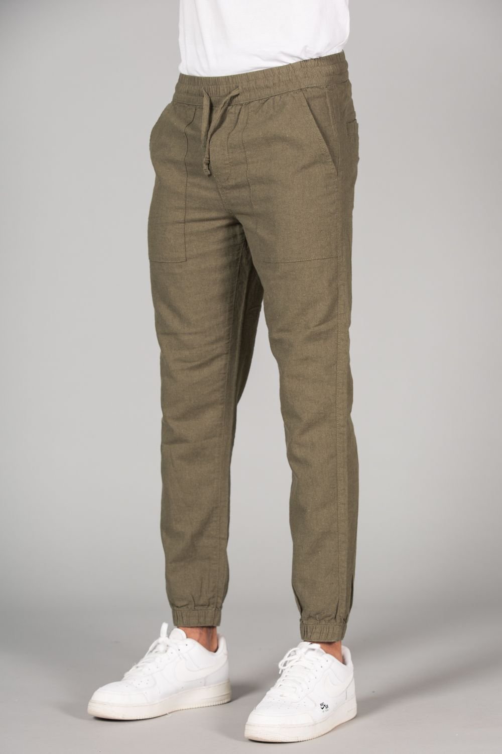 Tokyo Laundry Tokyo Laundry Men's Linen Blend Classic Fit Trousers in Olive - 4