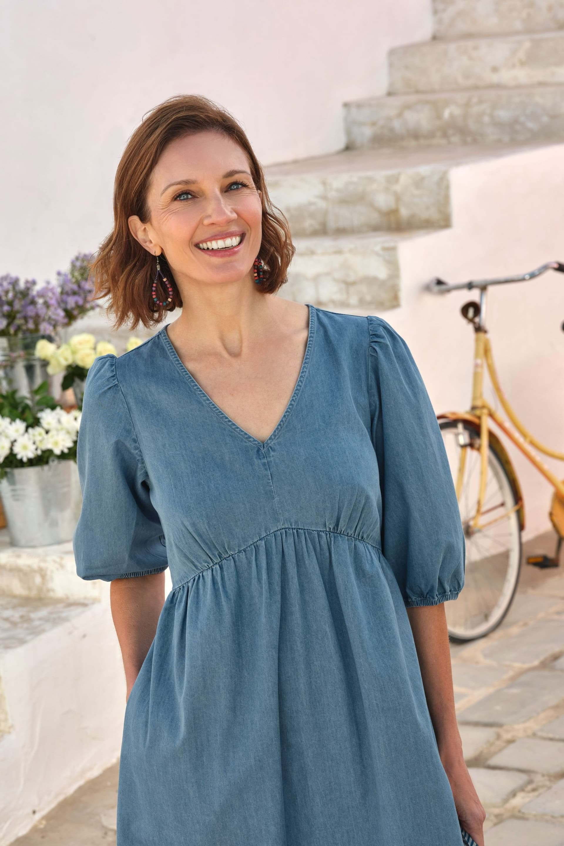 WoolOvers WoolOvers Women's Denim Dress With Full Sleeve in Blue