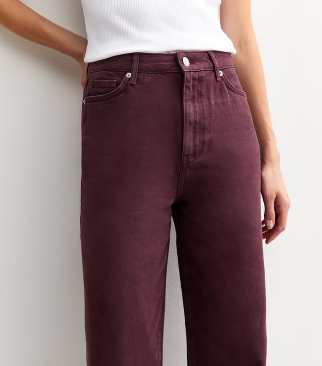 New Look Women's Dark Burgundy Adalae High Waisted Wide Leg Jeans New Look - 2