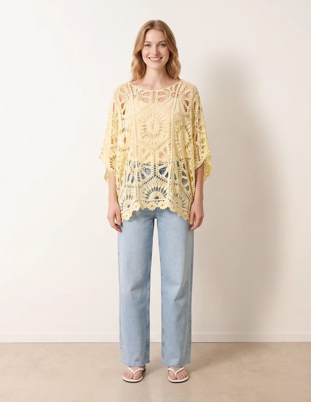Blue Vanilla Crochet Detailed Kimono Top - 2