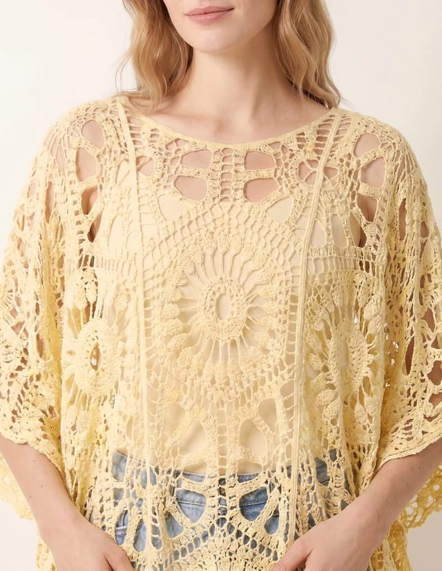 Blue Vanilla Crochet Detailed Kimono Top - 3