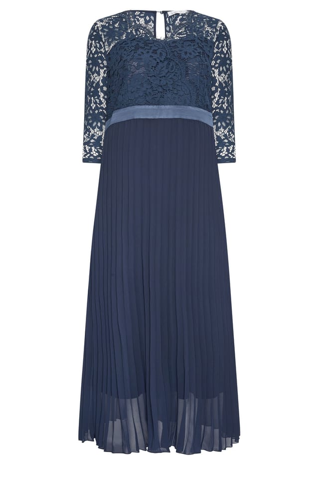 Yours Yours Women's Pleated Maxi Dress in Dark Blue - 2
