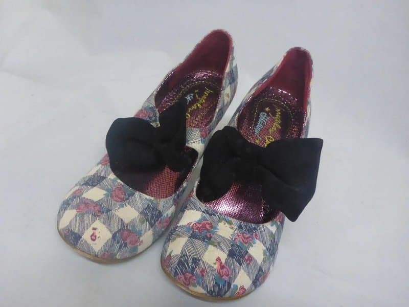 Irregular Choice Irregular Choice Tea & Cakes Black White Ginham Heel Mary Jane Bow Shoe EUR 40 UK 6.5