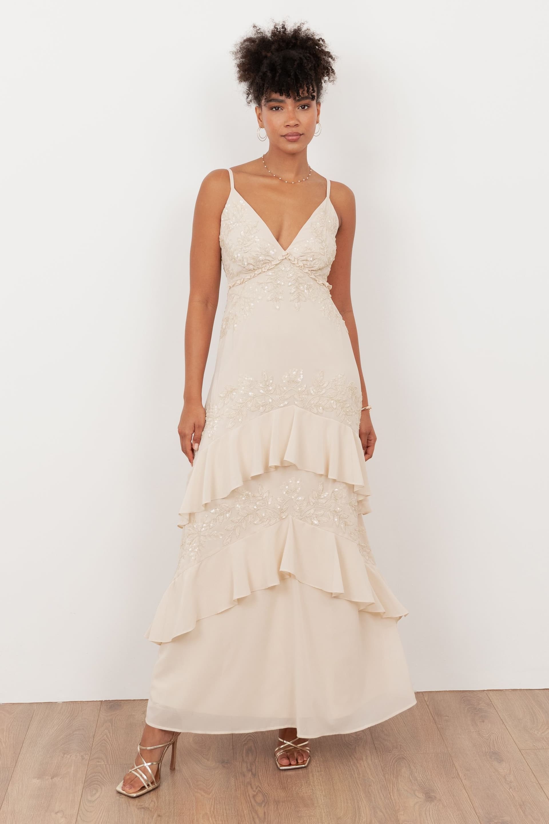 Maya Deluxe Maya Deluxe Women's Embellished Cami Maxi Dress in Nude