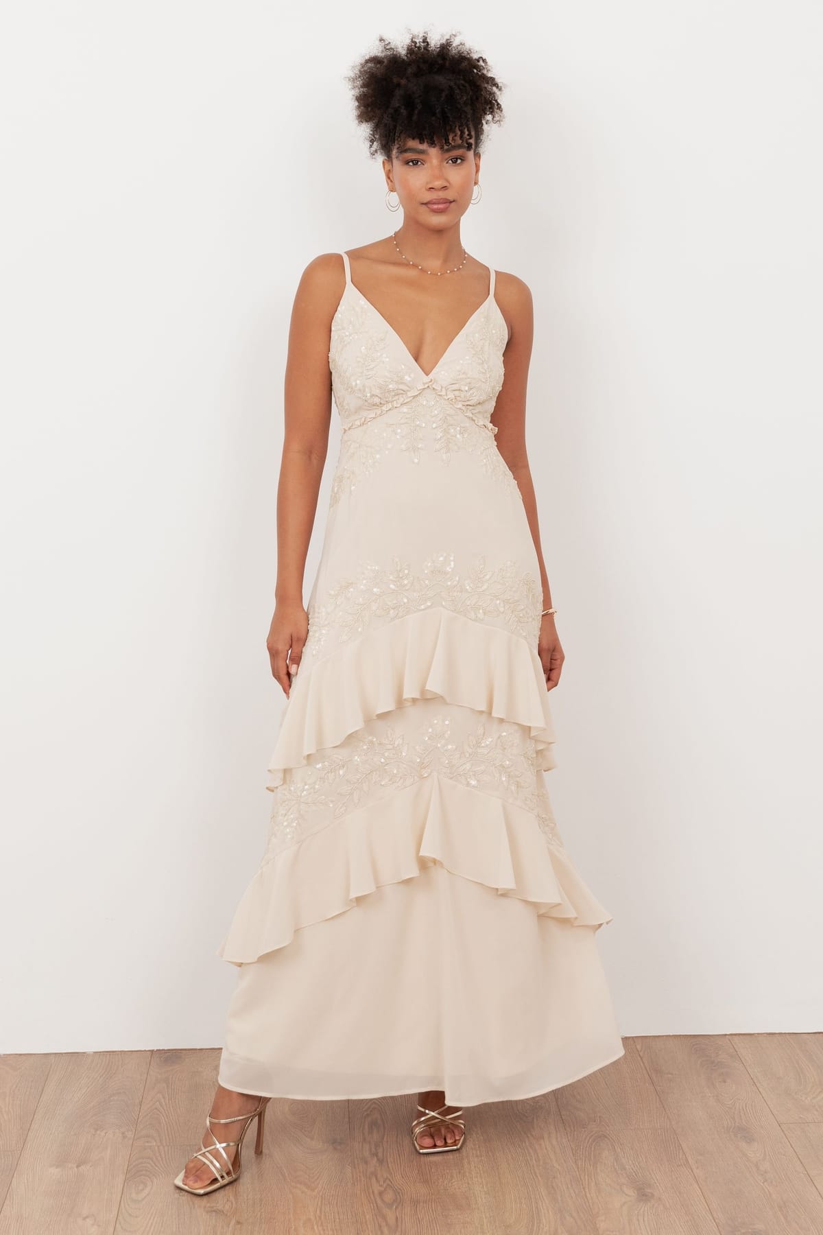 Maya Deluxe Maya Deluxe Women's Embellished Cami Maxi Dress in Nude - 1