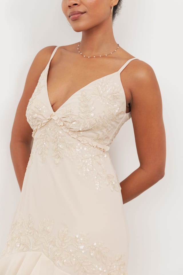 Maya Deluxe Maya Deluxe Women's Embellished Cami Maxi Dress in Nude - 3