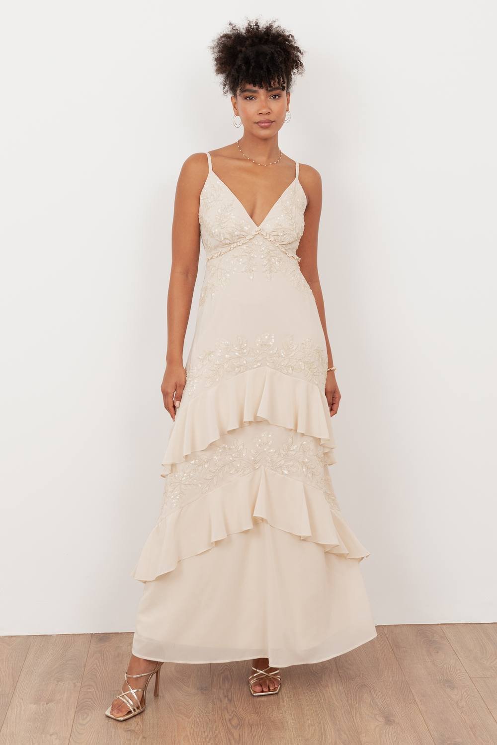 Maya Deluxe Maya Deluxe Women's Embellished Cami Maxi Dress in Nude - 4