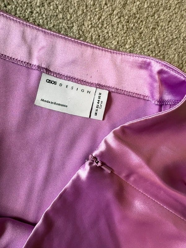 ASOS Design Lilac Satin Mini Skirt UK 16