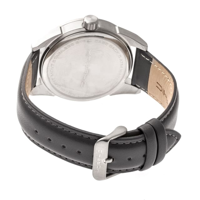 Morphic Morphic Men's M63 Series Leather-Band Watch w/Date in Silver - 2
