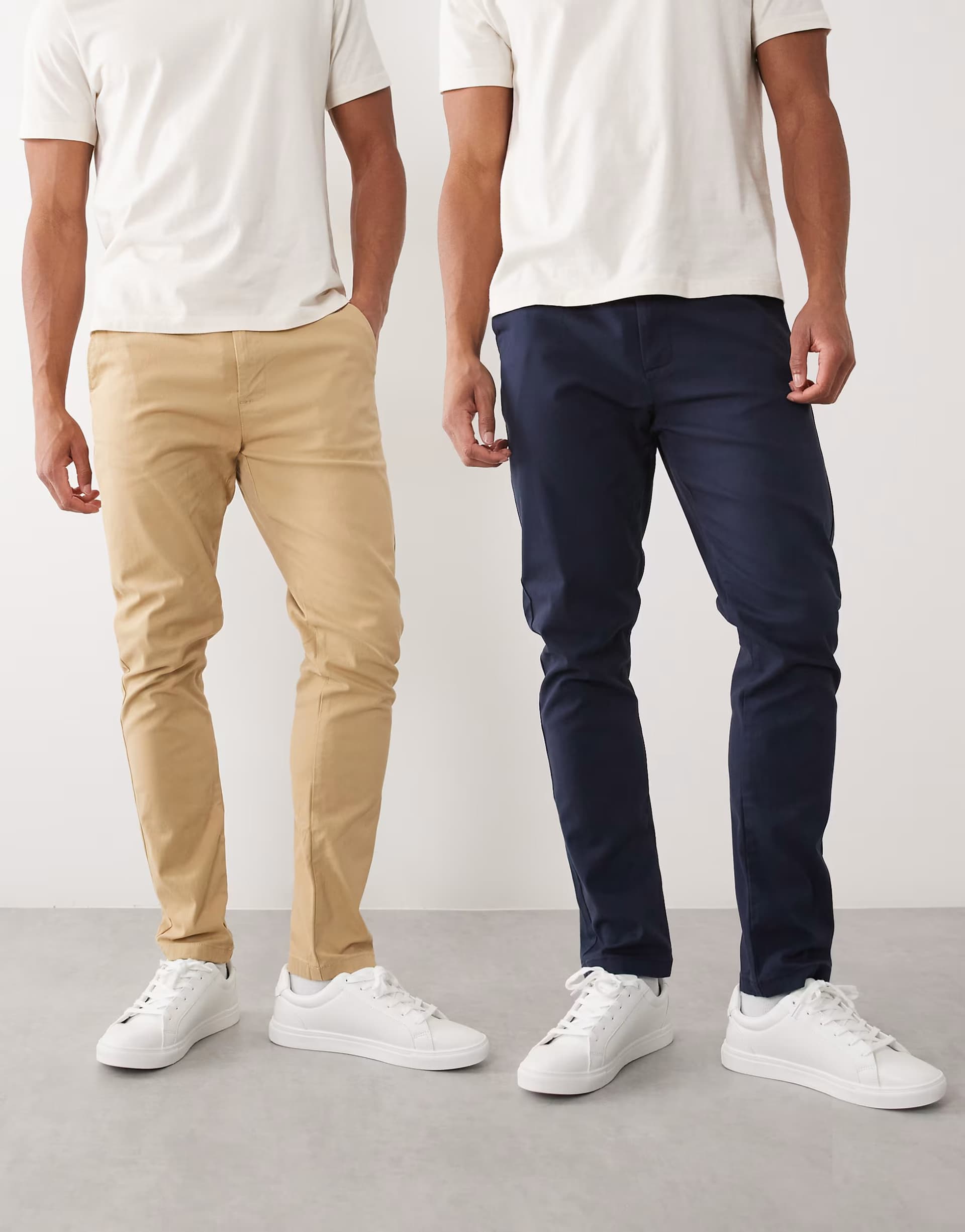 ASOS ASOS DESIGN 2 pack skinny chinos in beige and navy