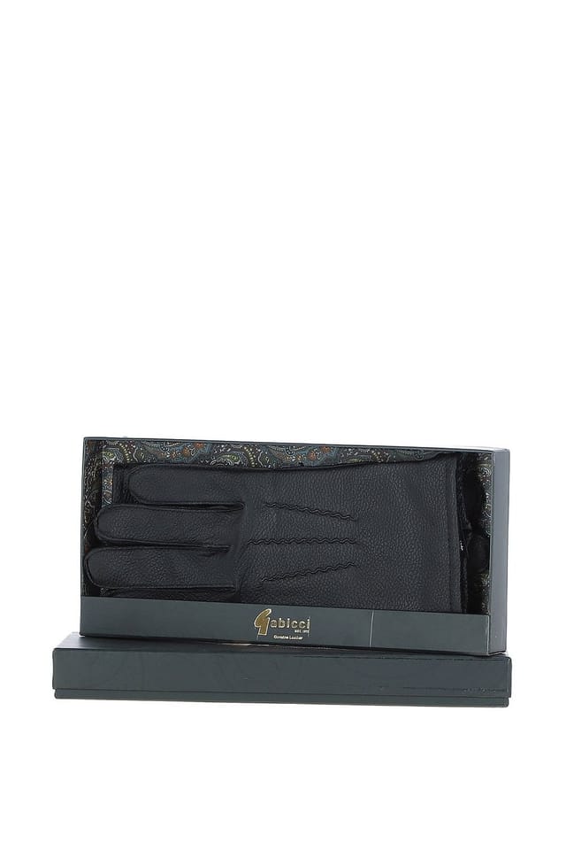 Gabicci GABICCI Men's '520' Soft Lambskin Real Leather Fleece Lining Gloves in Black - 2