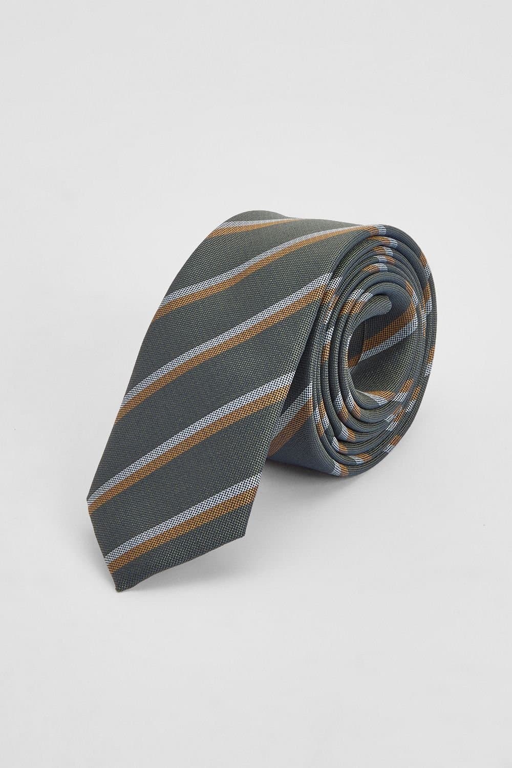 Burton Burton Men's Khaki Multi Stripe Tie in Brown