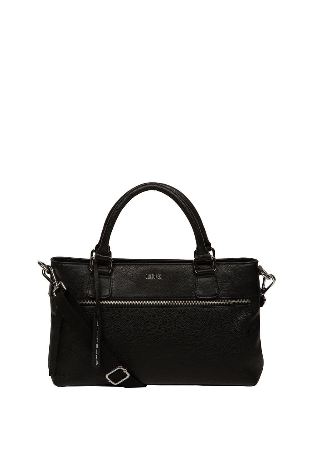 Cultured London Cultured London Women's 'Aviana' Leather Grab Bag in Black