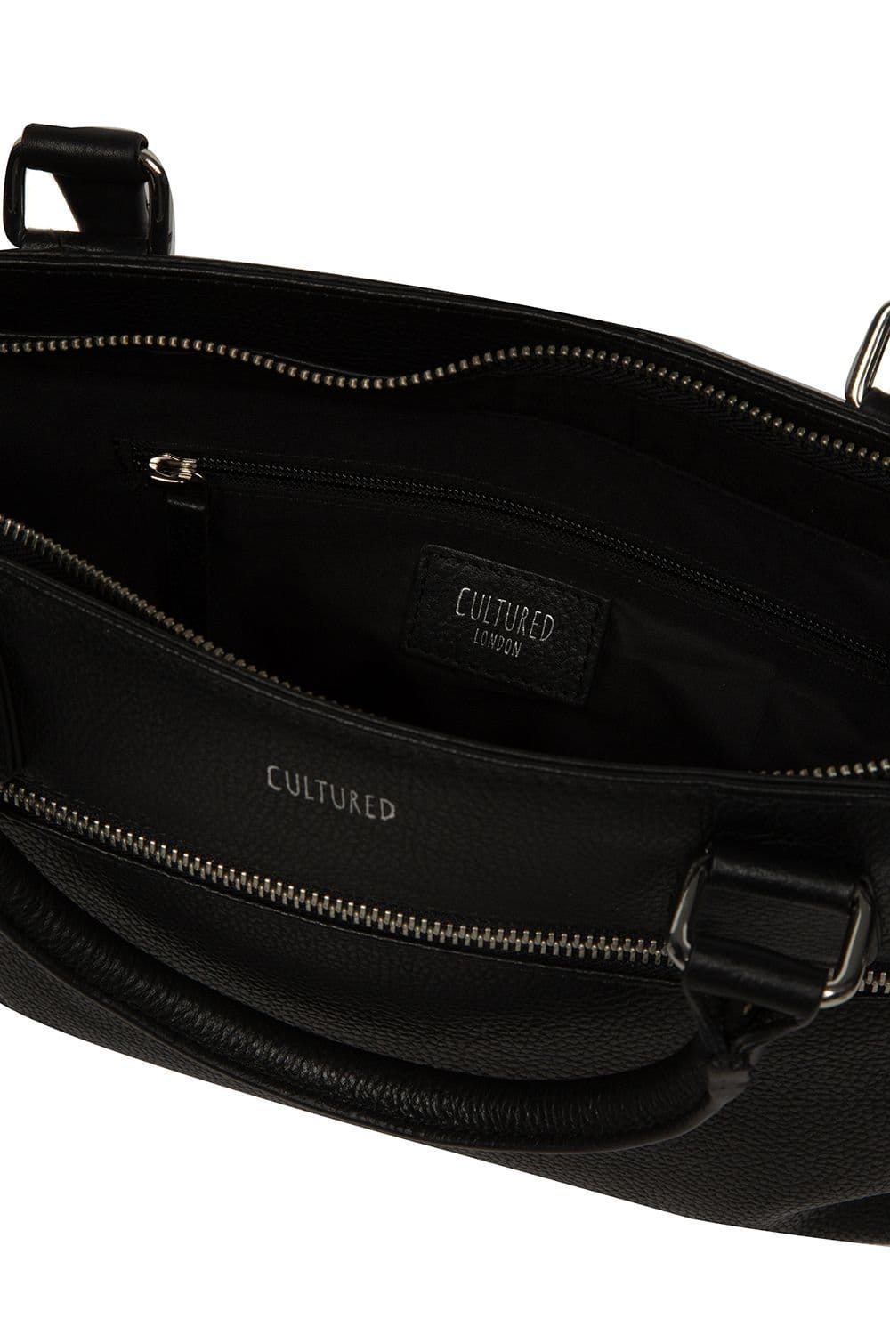 Cultured London Cultured London Women's 'Aviana' Leather Grab Bag in Black - 4