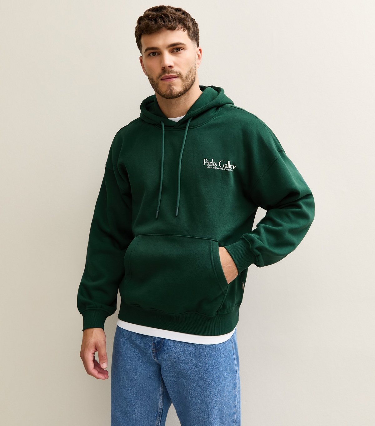 Only and Sons Men's Dark Green Parks Gallery Logo Hoodie Only and Sons New Look - 2