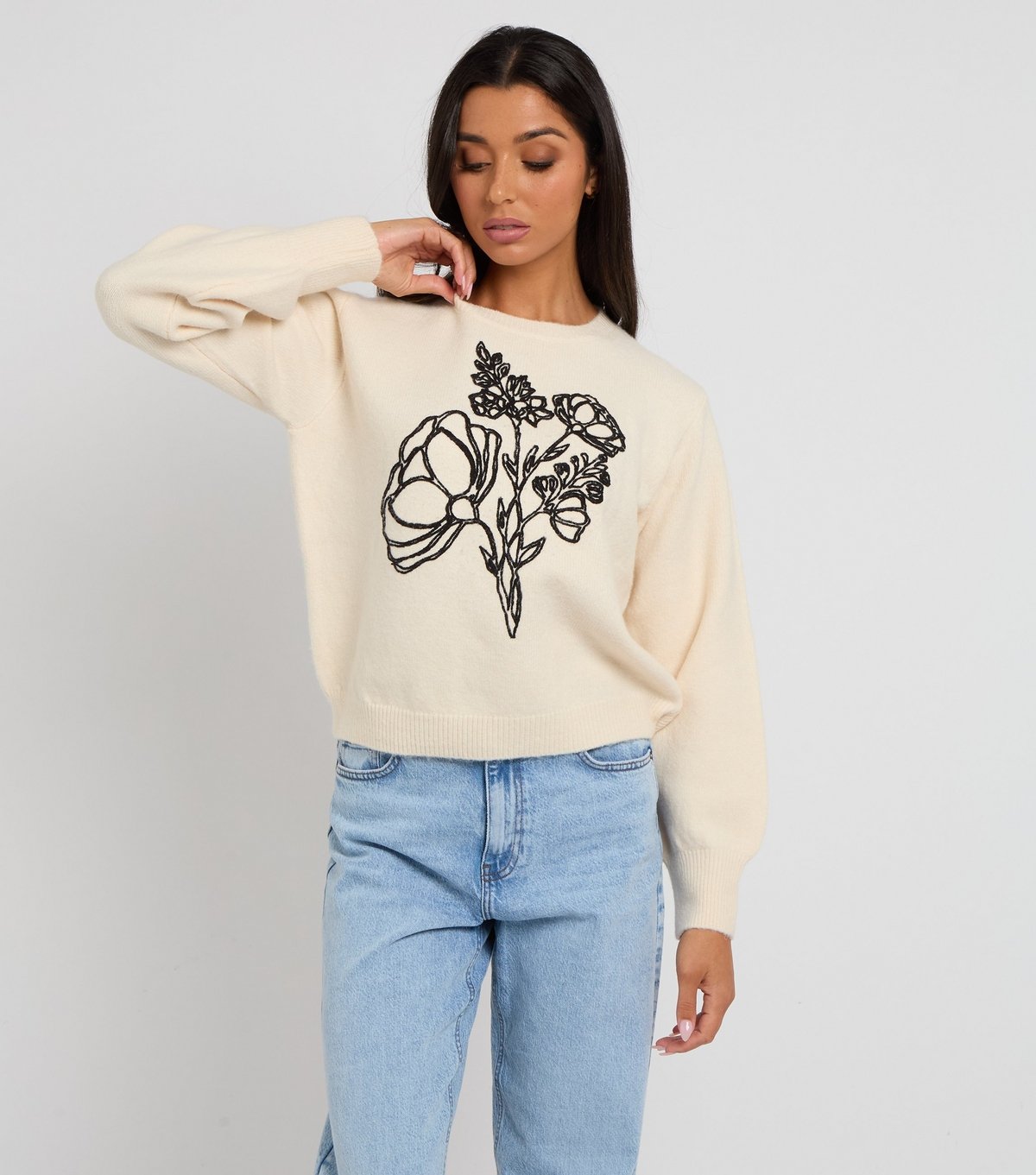 Urban Bliss Women's Cream Floral Embrroidery Jumper Urban Bliss New Look - 2