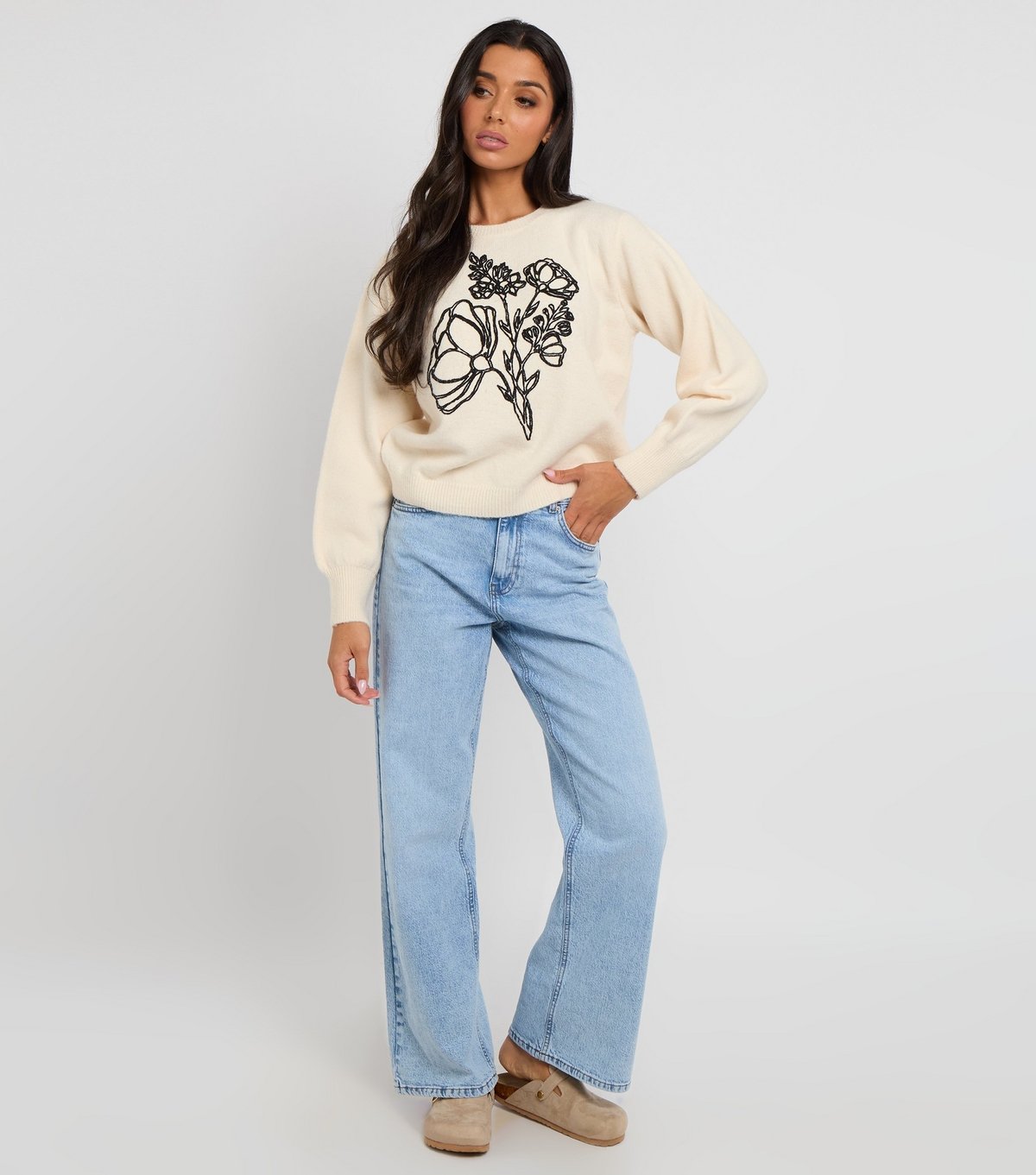 Urban Bliss Women's Cream Floral Embrroidery Jumper Urban Bliss New Look - 3