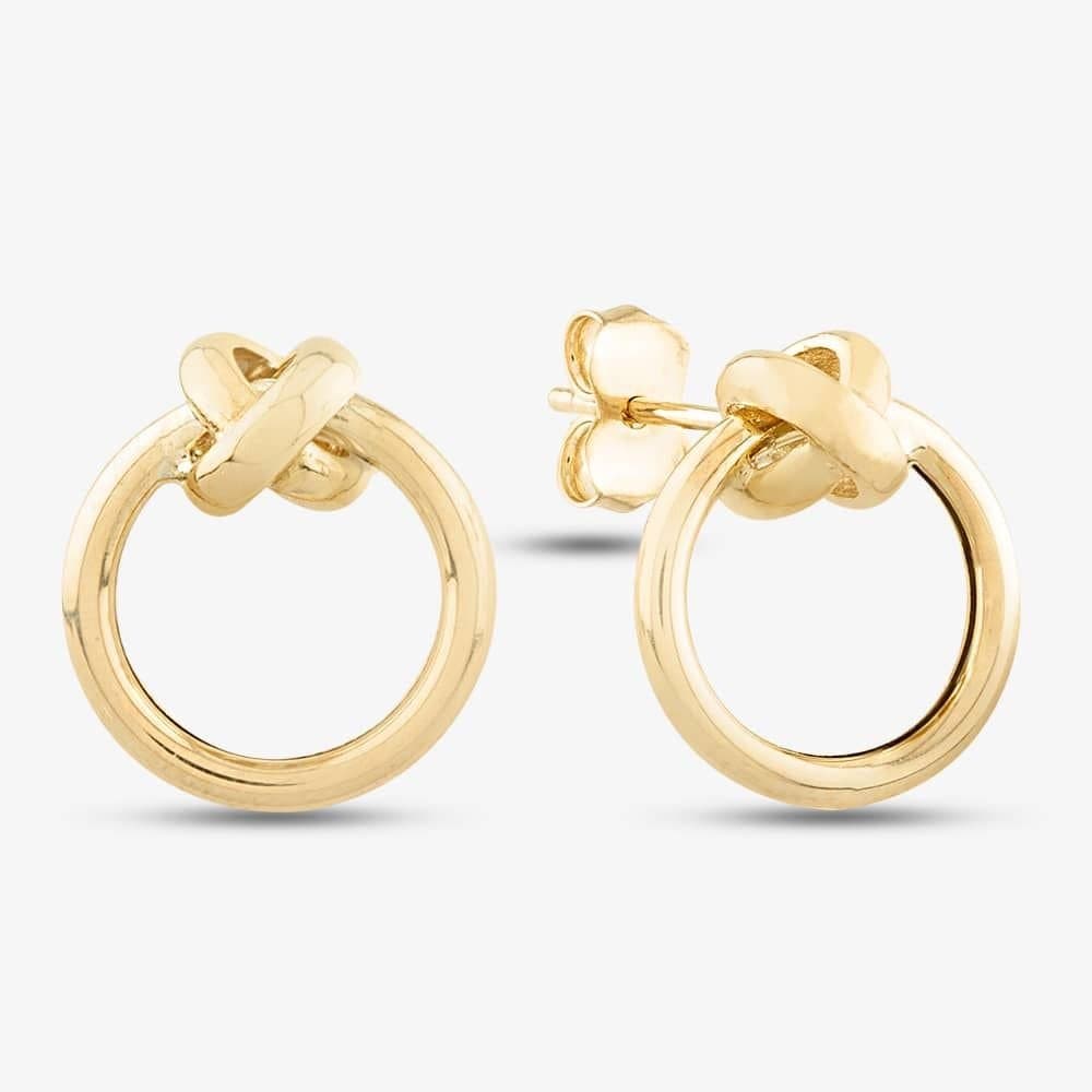 T.H.Baker T.H.Baker Women's 9ct Yellow Gold Open Circle Criss Cross Stud Earrings ER731