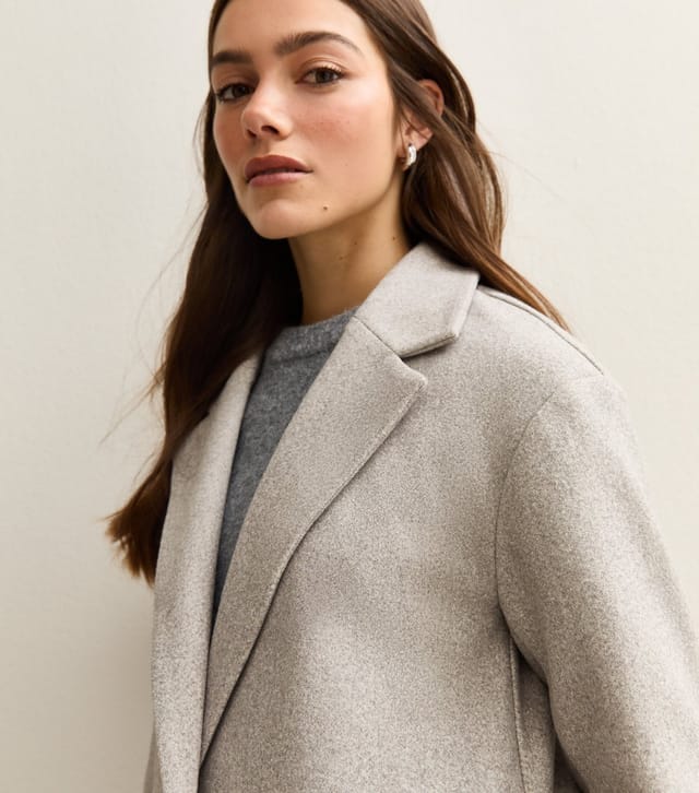 New Look Women's Petite Light Grey Longline Formal Coat New Look - 2