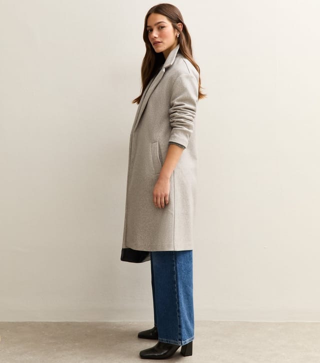 New Look Women's Petite Light Grey Longline Formal Coat New Look - 3