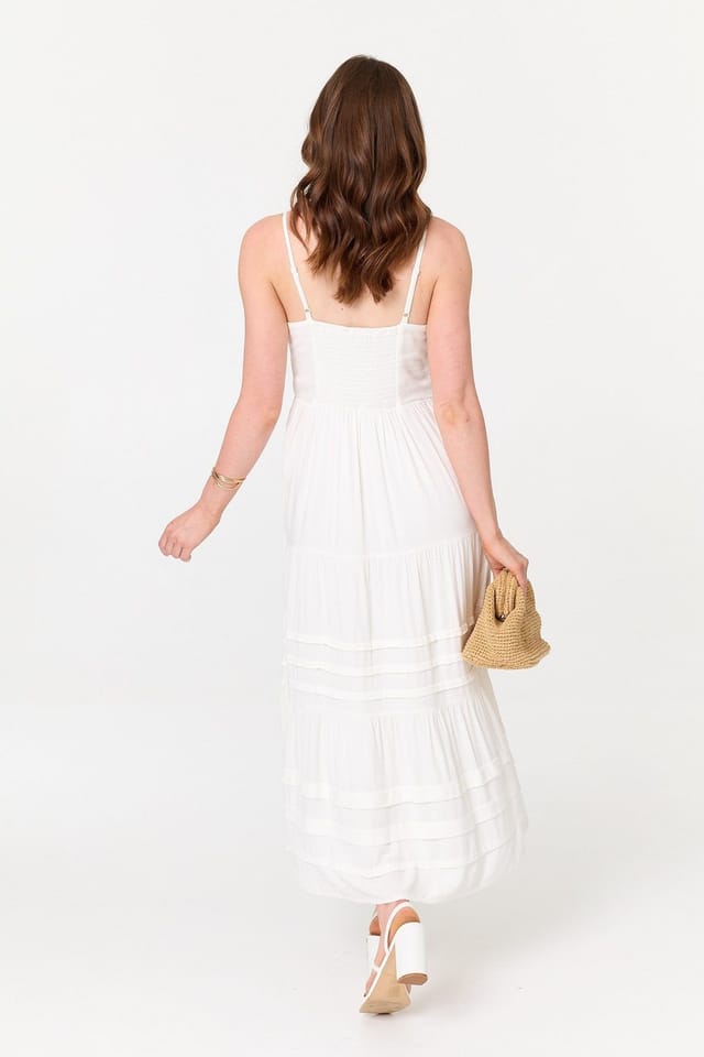 Izabel London Izabel London Women's Cami Strap Tiered Midi Dress in White - 3