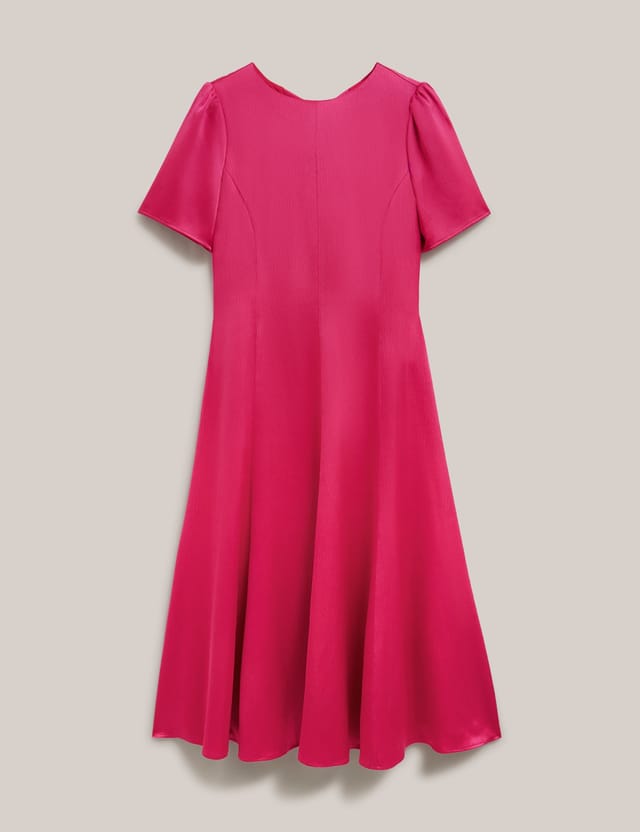 Hobbs London Hobbs London Women's Camille Satin Midi Dress in Fuchsia - 2
