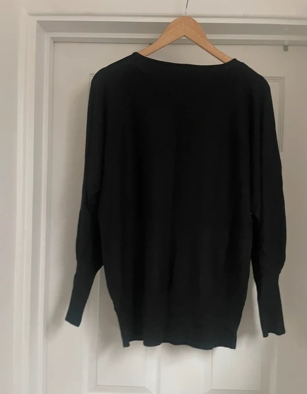 New Look Women's Vintage New Look Y2K Black & Silver Studs Heart Knitted Sweater Jumper Top size 12 - 1